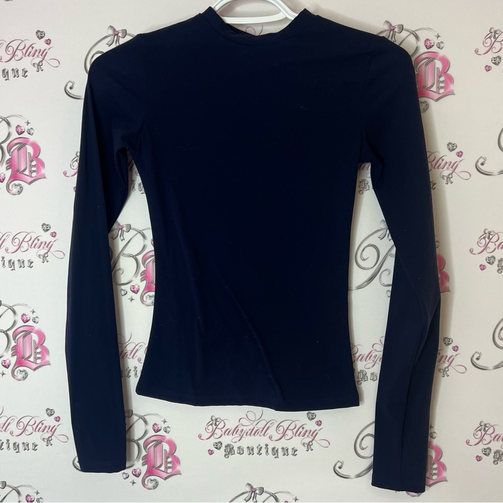 PrettyLittleThing Midnight Blue Long Sleeve stretchy body con navy new with tags